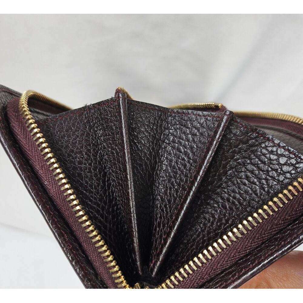 SAINT LAURENT PARIS DARK BROWN CONTINENTAL WALLET – GOLD ZIP – PEBBLED LEATHER - Picture 7 of 11